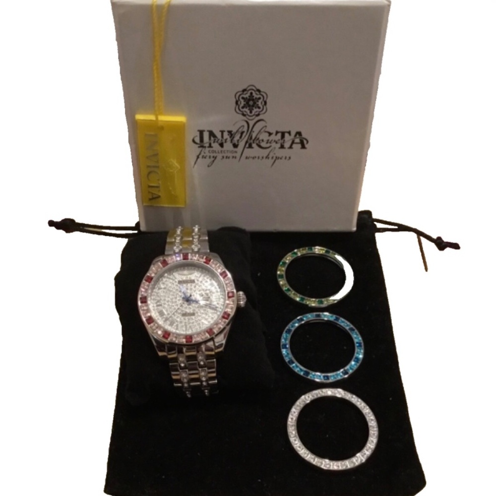 💐 NWOT BEAUTIFUL 🤩 INVICTA WILDFLOWER WATCH WITH INTERCHANGEABLE DIALS 💐